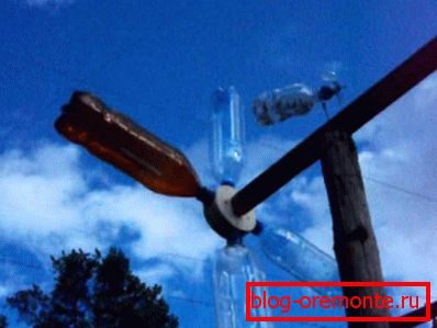 Ветряк из пластиковых бутылок, сделанный своими рукам